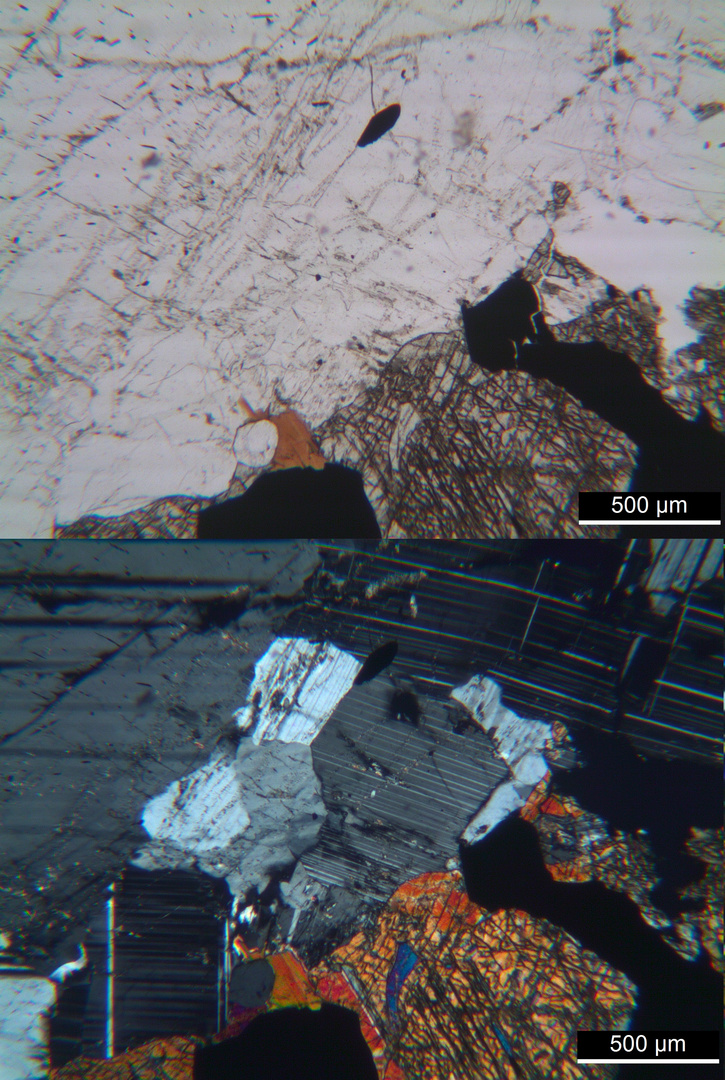 Polarisationsmikroskopie: Gabbro aus Norwegen