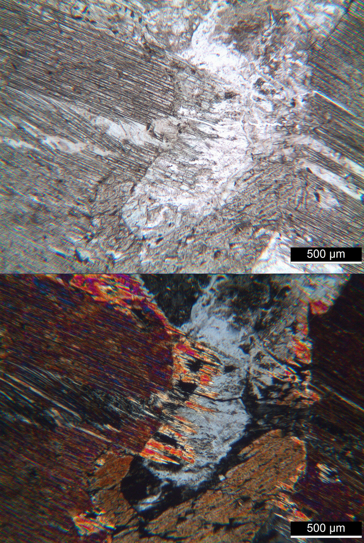 Polarisationsmikroskopie: Gabbro von Volpersdorf (heute Wolibórz)