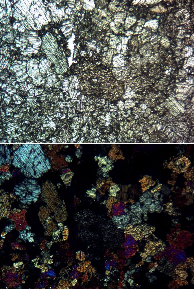 Polarisationsmikroskopie: "Granat-Salitgestein" aus Schwarzenberg/Sachsen