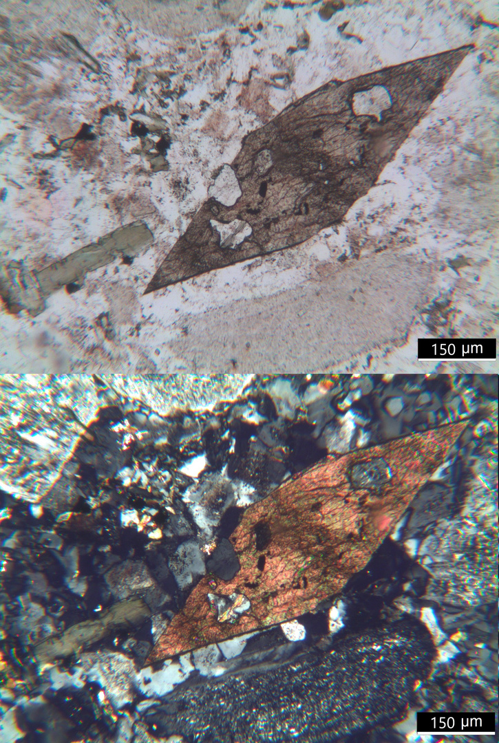 Polarisationsmikroskopie: Granitporphyr aus dem Odenwald