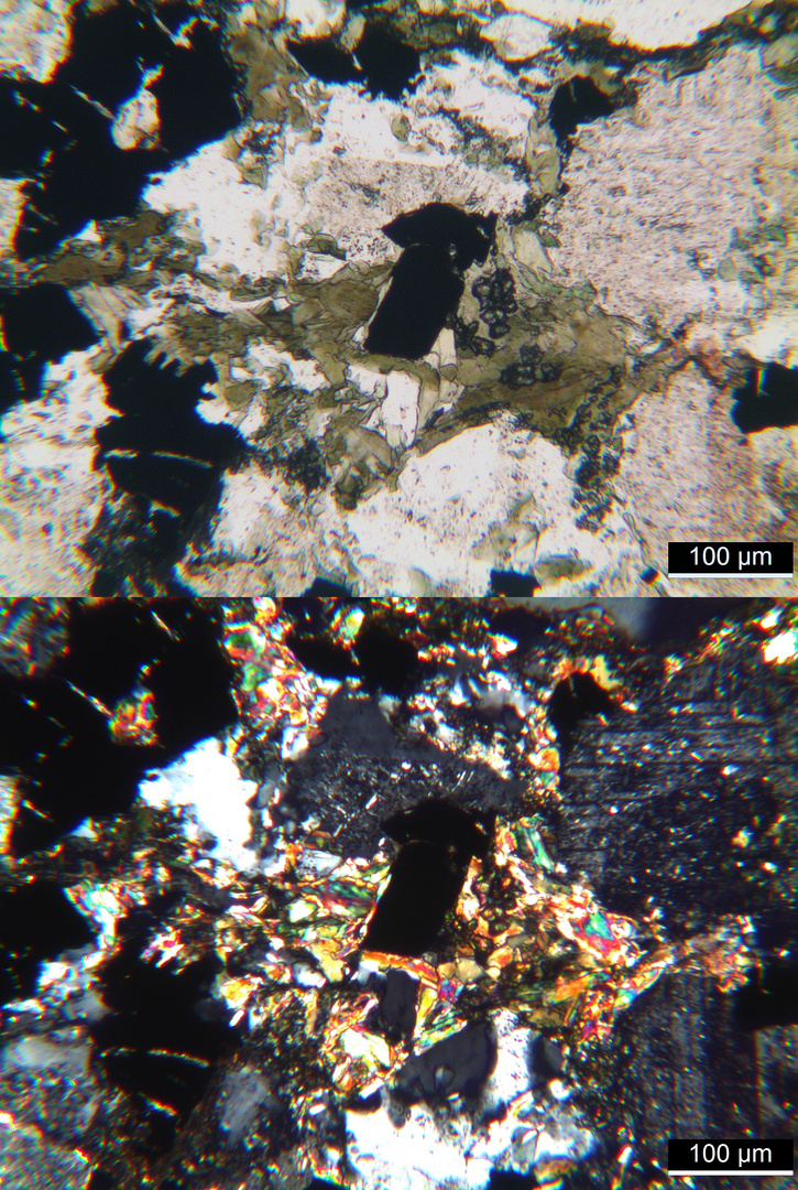 Polarisationsmikroskopie: Granitporphyr aus dem Odenwald