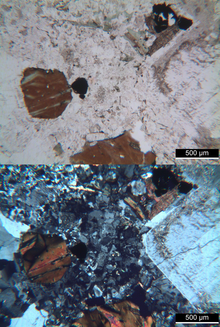 Polarisationsmikroskopie: Granitporphyr aus dem Odenwald