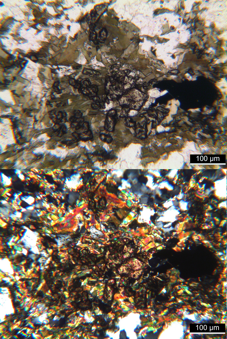 Polarisationsmikroskopie: Granitporphyr aus dem Odenwald