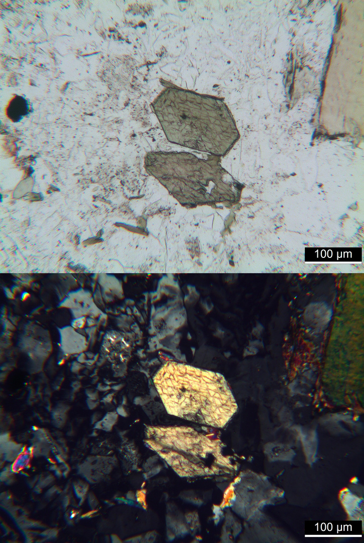 Polarisationsmikroskopie: Granitporphyr aus dem Odenwald