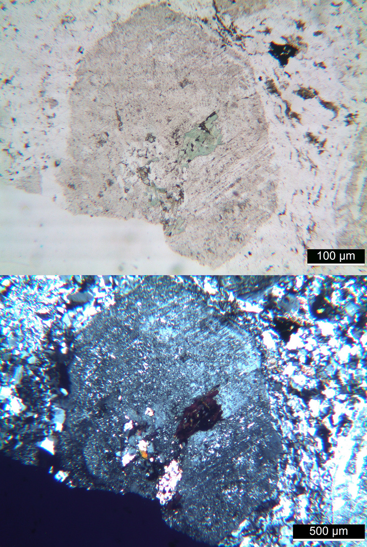 Polarisationsmikroskopie: Granitporphyr aus dem Odenwald