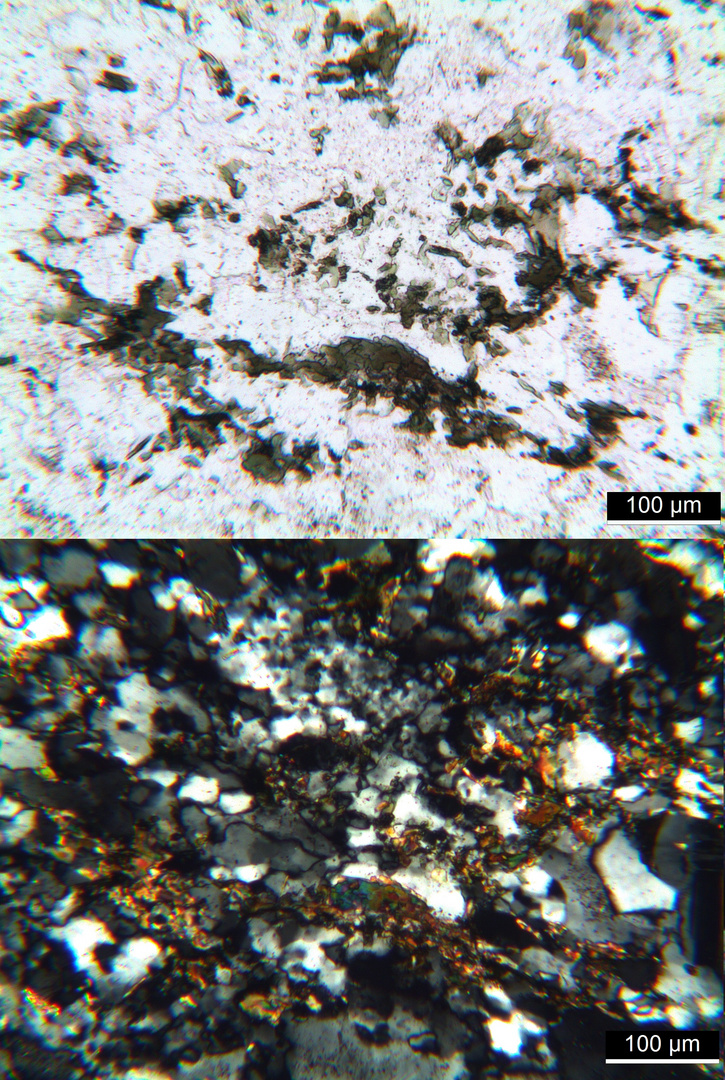 Polarisationsmikroskopie: Granitporphyr aus dem Odenwald