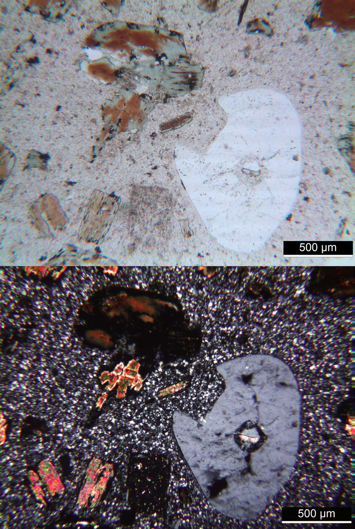 Polarisationsmikroskopie: Granitporphyr aus den Vogesen