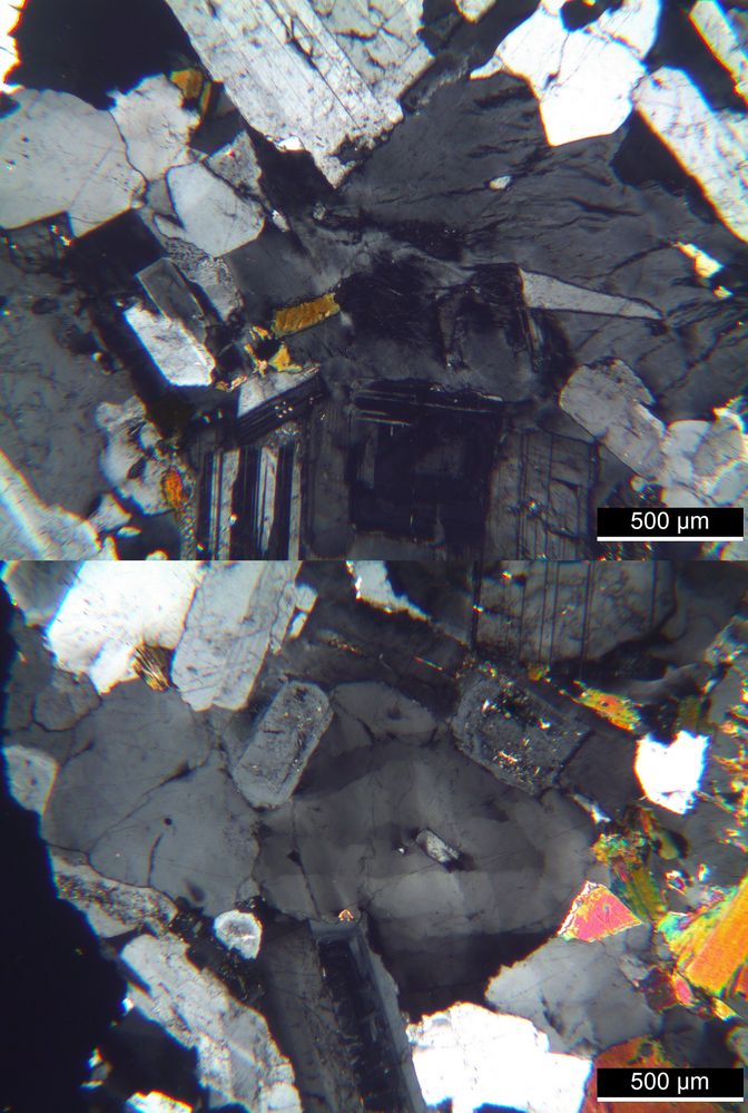 Polarisationsmikroskopie: Granodiorit aus der Sierra Nevada, Kalifornien