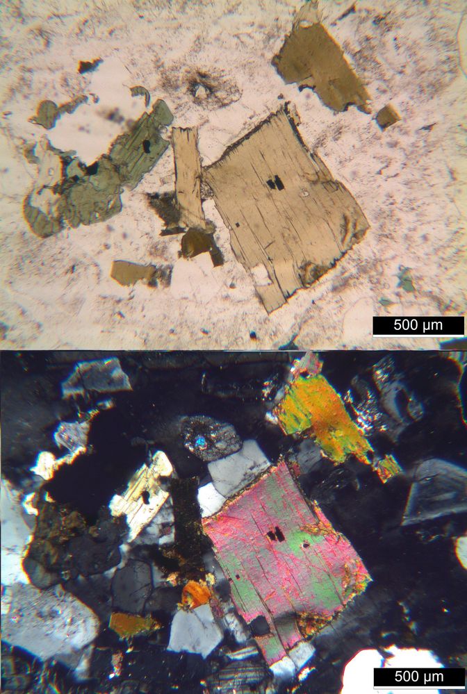 Polarisationsmikroskopie: Granodiorit aus der Sierra Nevada, Kalifornien