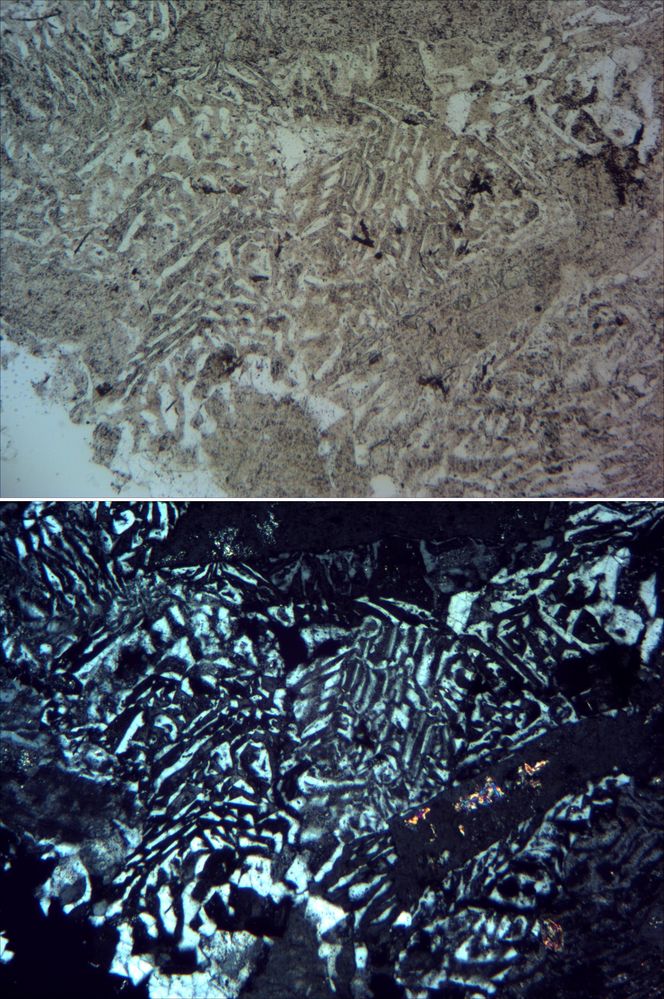 Polarisationsmikroskopie: Granophyrisches Gefüge