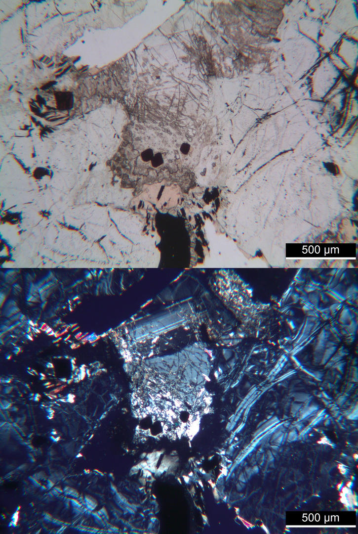Polarisationsmikroskopie: Harzburgit aus dem Harz