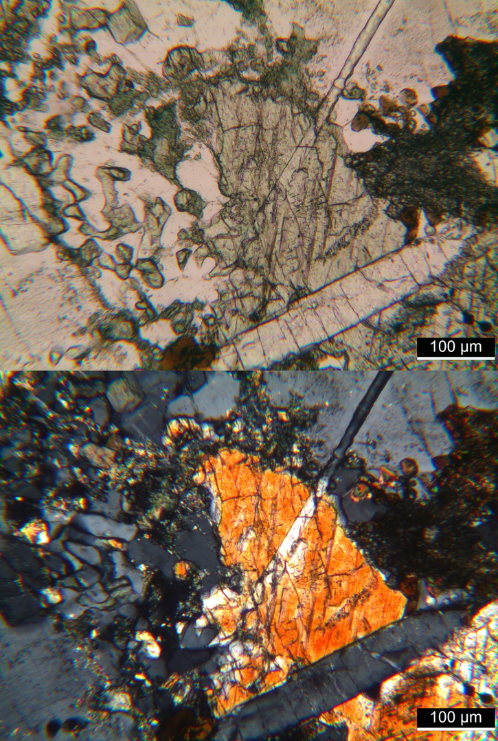 Polarisationsmikroskopie: Hyperit von Oedegaarden/Norwegen