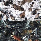 Polarisationsmikroskopie: Kersantit aus dem Spessart