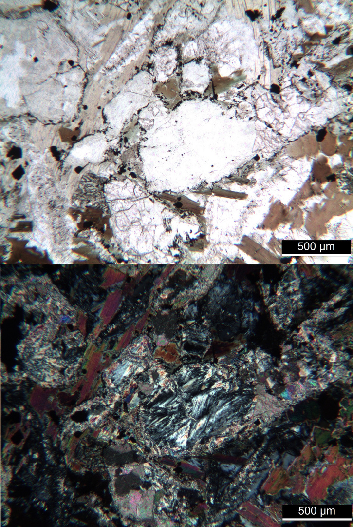 Polarisationsmikroskopie: Kersantit aus Hessen
