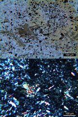 Polarisationsmikroskopie: Knotenschiefer aus den Vogesen