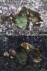 Polarisationsmikroskopie: Leucit-Tinguait von Magnet Cove, Arkansas, USA