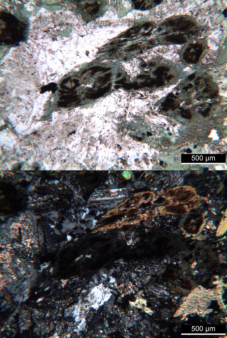 Polarisationsmikroskopie: Luciit aus dem Odenwald