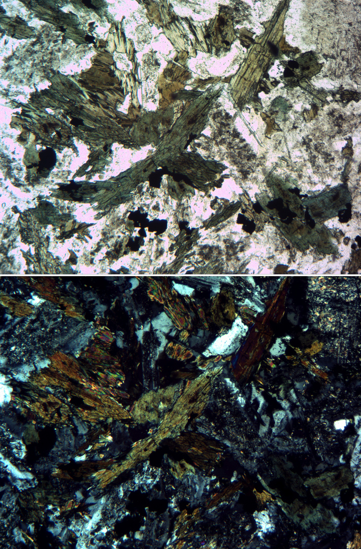 Polarisationsmikroskopie: Luciit vom Luciberg, Odenwald