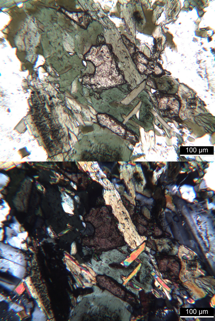 Polarisationsmikroskopie: Malchit aus dem Odenwald