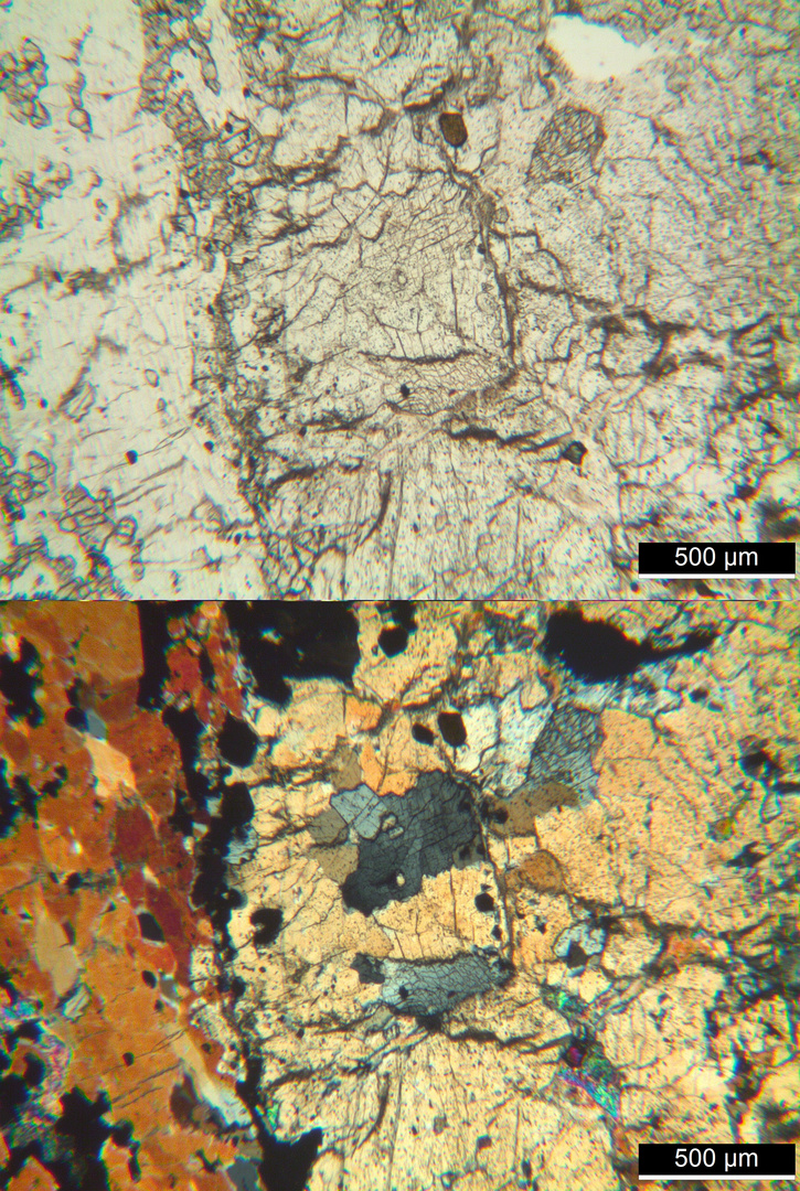 Polarisationsmikroskopie: Meta-Gabbro aus dem Wallis