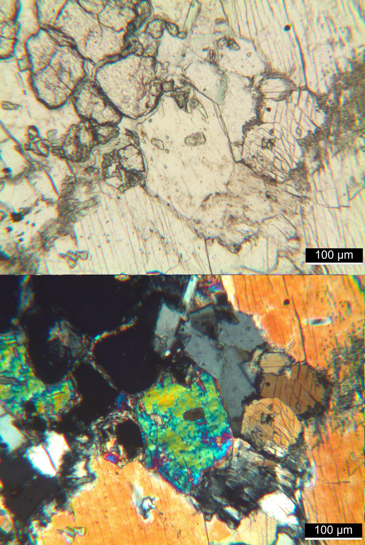 Polarisationsmikroskopie: Meta-Gabbro aus dem Wallis