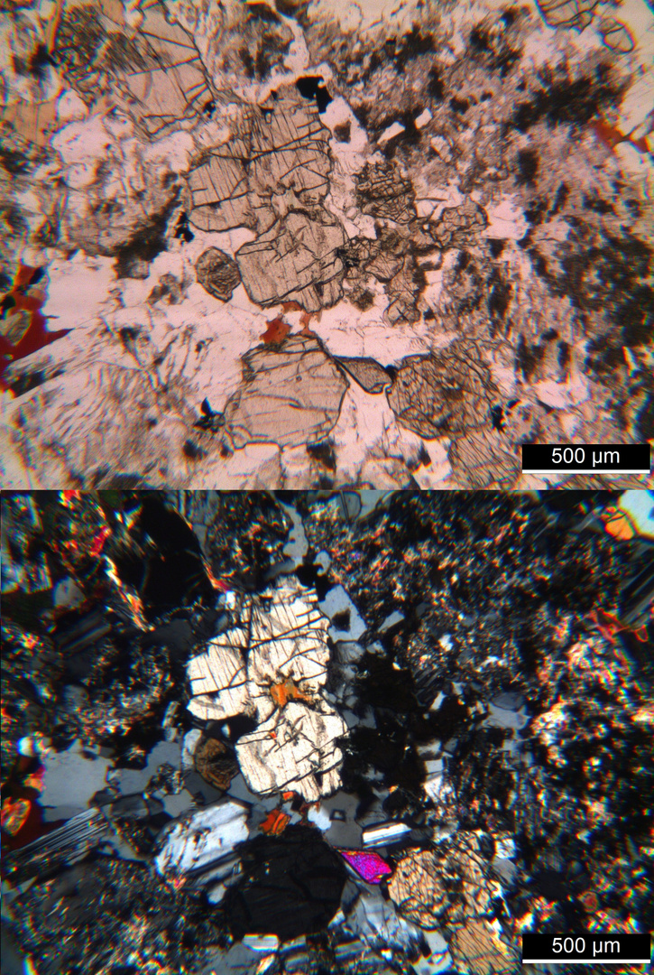 Polarisationsmikroskopie: Olivin-Gabbro aus dem Radautal (Bad Harzburg/Harz)