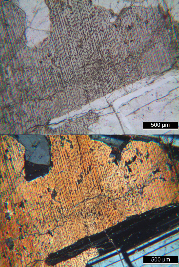 Polarisationsmikroskopie: Olivin-Gabbro von Volpersdorf (heute Wolibórz)