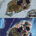 Polarisationsmikroskopie: "Olivin-Monzonit" aus dem Monzoni-Tal, Tirol