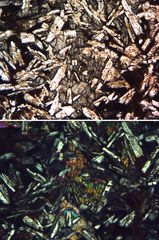 Polarisationsmikroskopie: Porphyrische Struktur in Basalt