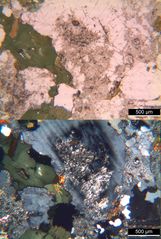 Polarisationsmikroskopie: Quarzdiorit aus dem Odenwald