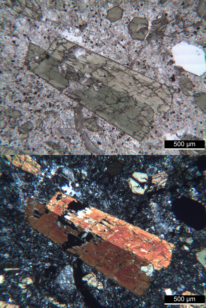 Polarisationsmikroskopie: Suldenit (Dioritporphyrit) aus Südtirol