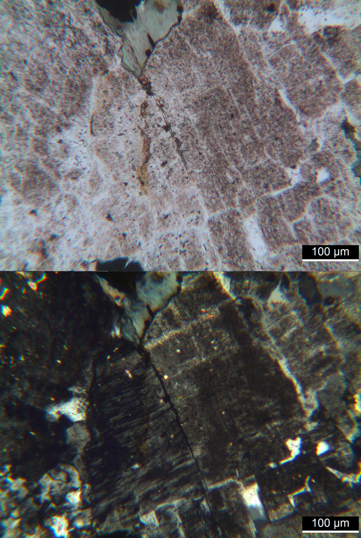 Polarisationsmikroskopie: Syenitporphyr aus dem Odenwald