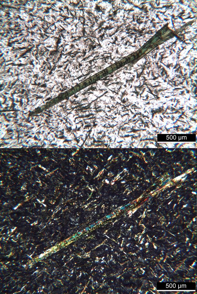 Polarisationsmikroskopie: Tinguait von Rio de Janeiro, Brasilien