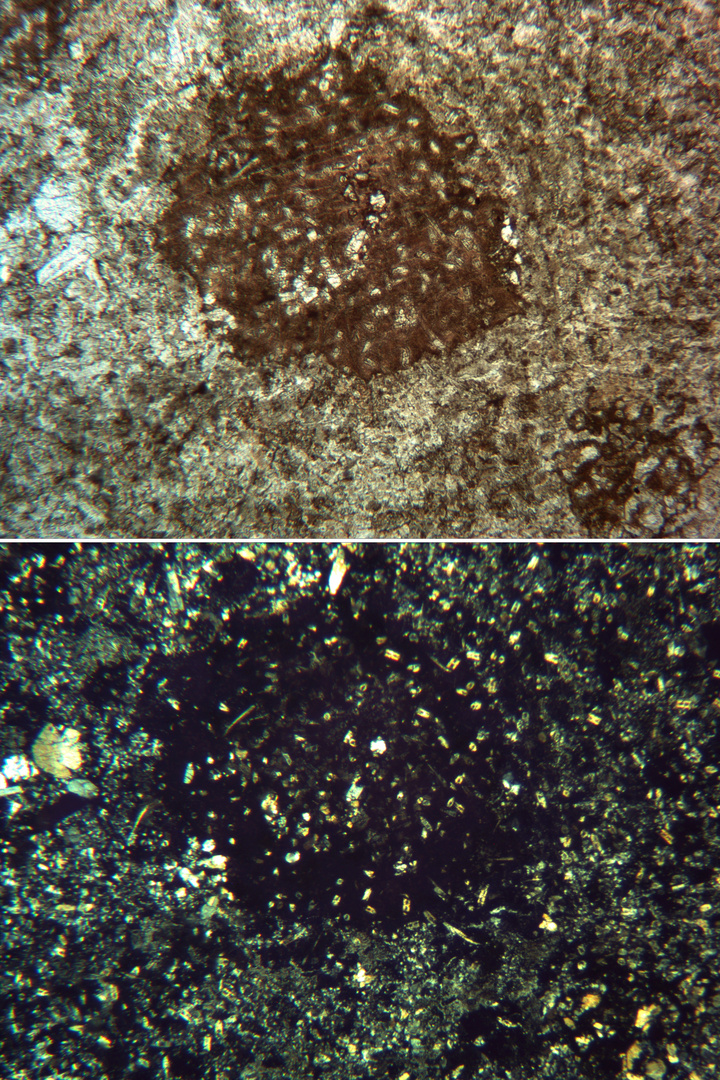Polarisationsmikroskopie: Variolit (Perldiabas)