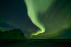 Polarlicht auf Stokksnes, Island