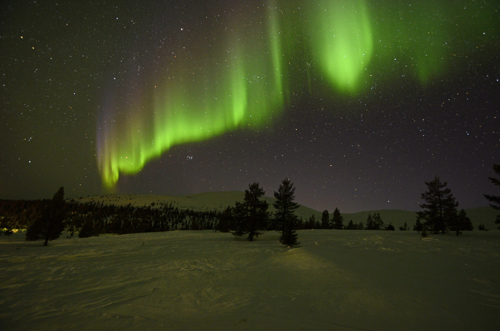 Polarlicht im Pallasgebirge in Finnland, Gemeinde Muonio