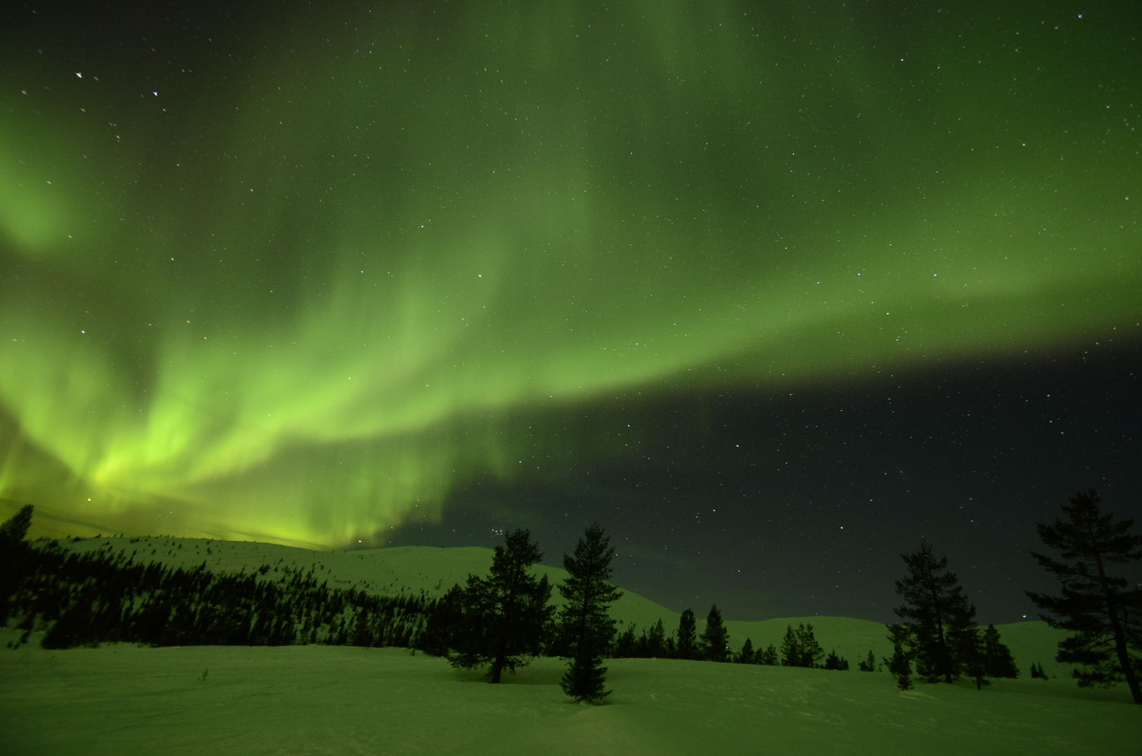 Polarlicht im Pallasgebirge in Finnland, Gemeinde Muonio