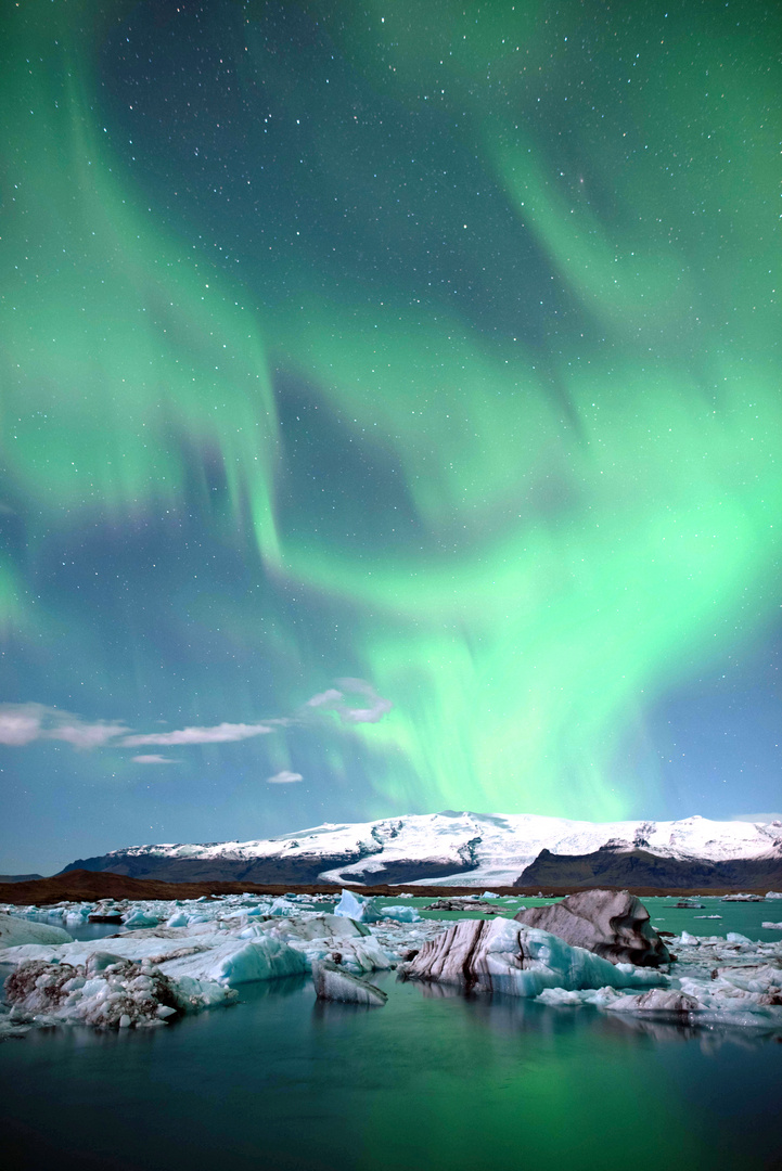 Polarlicht über dem Jökulsarlon 2