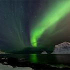 Polarlicht über Haukland Beach