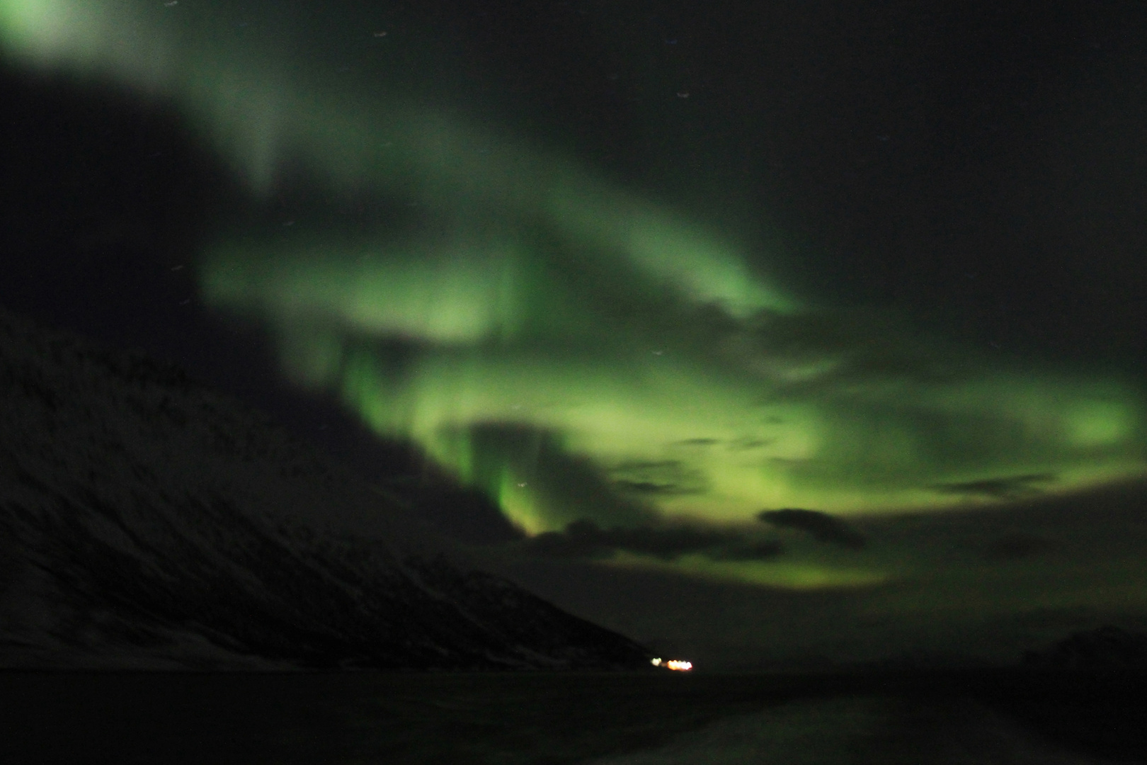 Polarlicht vom wackligen Schiff aus fotografiert