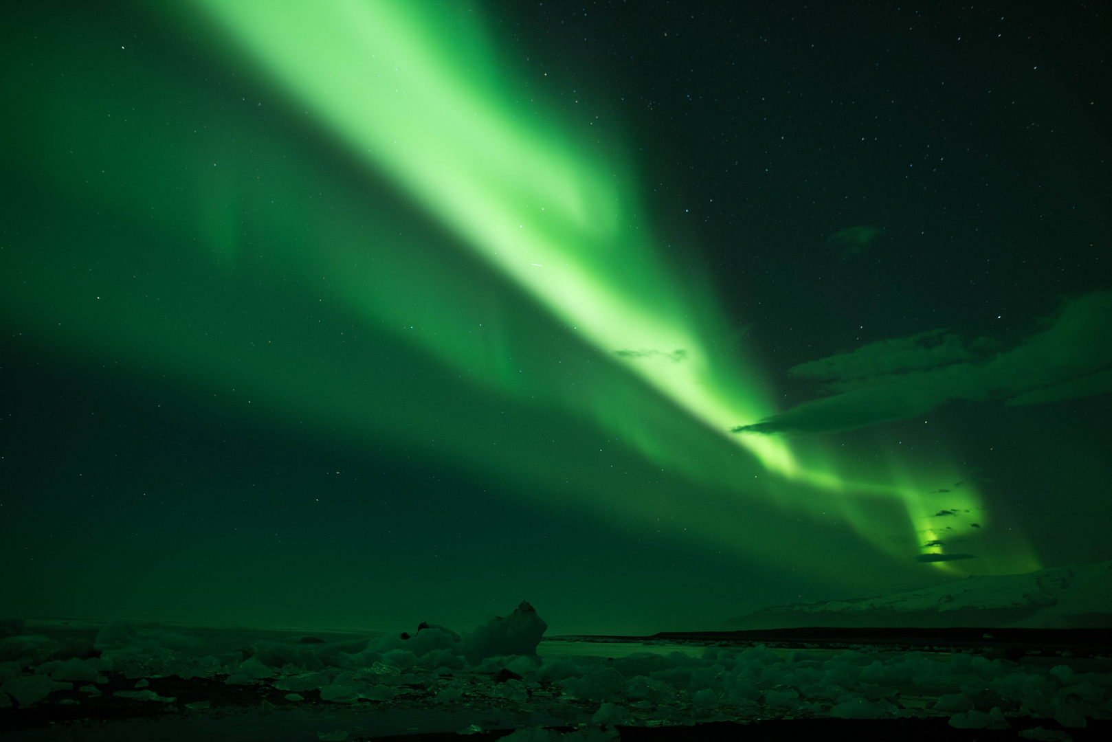 Polarlichter am Jökulsarlon Ice Beach 2