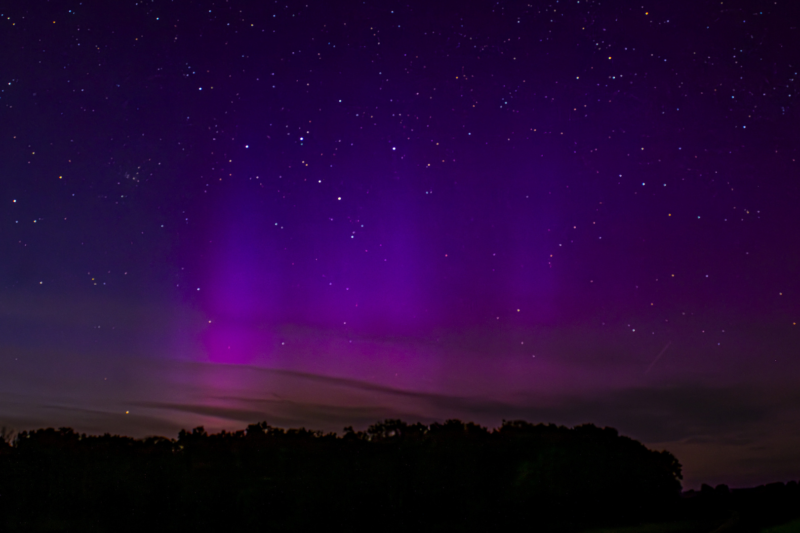 Polarlichter in der Elbtalaue in Niedersachsen 