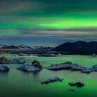 Polarlichter über der Jökulsárlón Glacier Lagoon