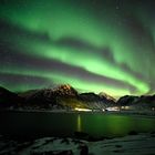 Polarlichter über Haukland Beach