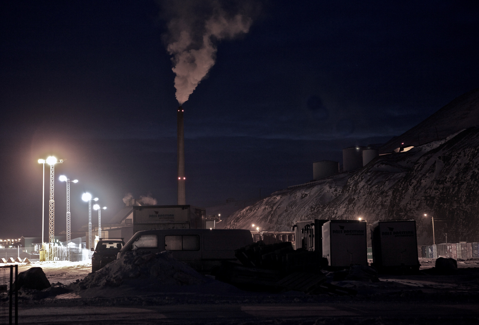 Polarnacht, Longyearbyen, Spitzbergen, Power Plant,