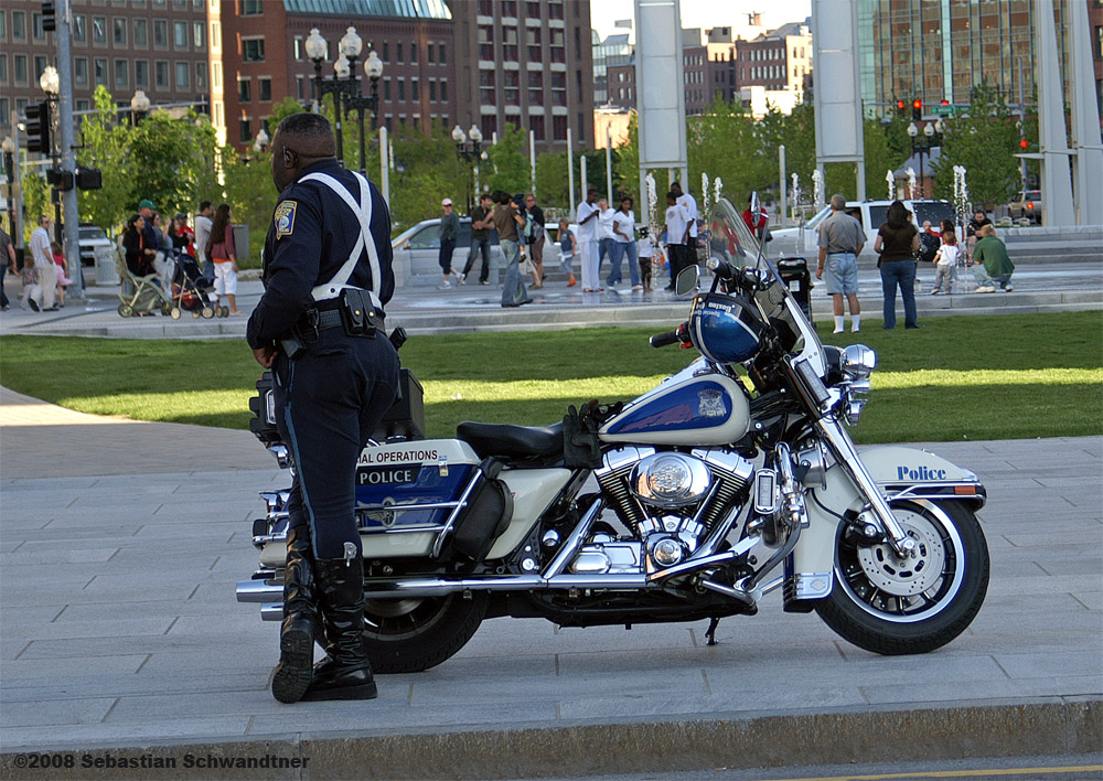 Policeman watches