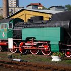 Polnische Dampflok im Bahnhof Stettin