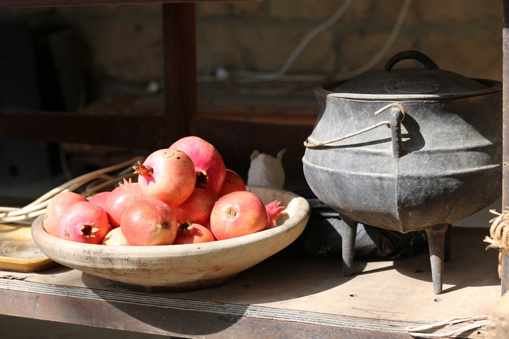 Pomegrane and olive wood plate