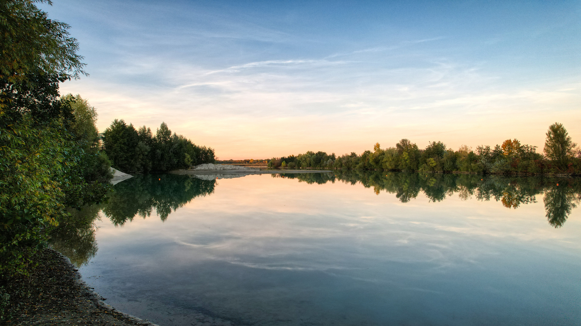 Pond at sunset