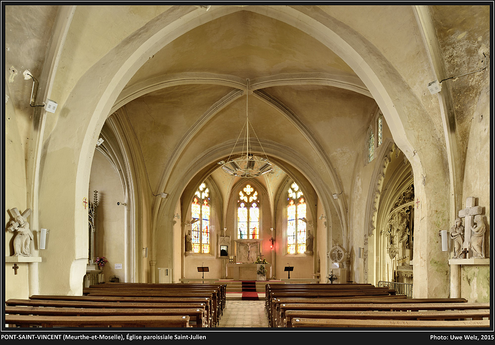 Pont-Saint-Vincent (54), Église Saint-Julien de Brioude, Ostjoch und 5/8-Chor von NW (axial)